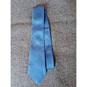 Tie 70s 80s 90s Y2K Mens Patterns Silk Blue Ivory 3.25 Wide 57 Long